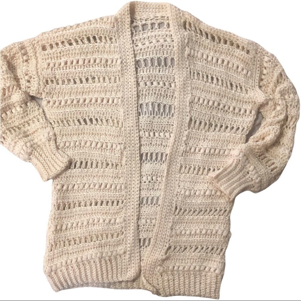 Hand crocheted women’s cream bobble stitch cardigan 0067